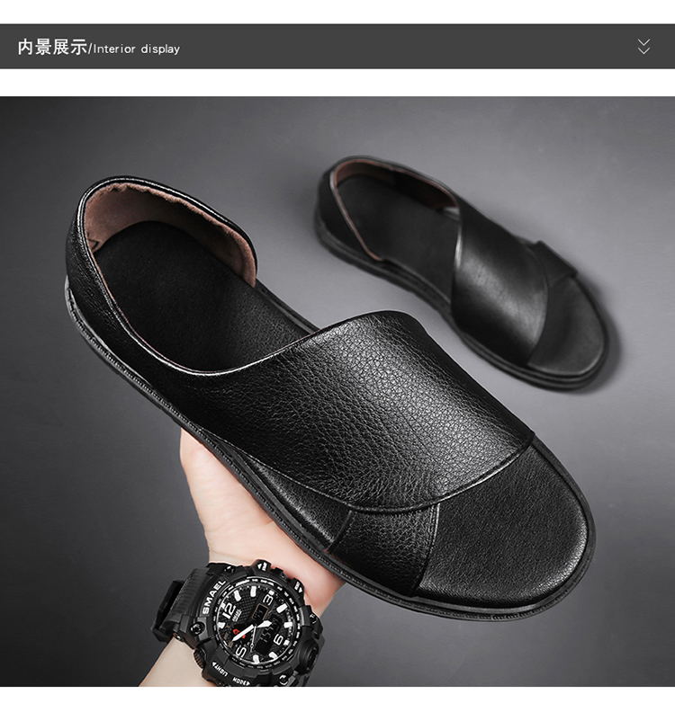 公牛世家凉鞋男夏季透气2021新品男士皮凉鞋男休闲百搭真皮时尚潮流