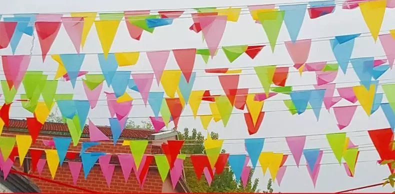 2022新款三角彩旗警戒线施工警示隔离带旗工地彩带安全道路小红旗吊旗