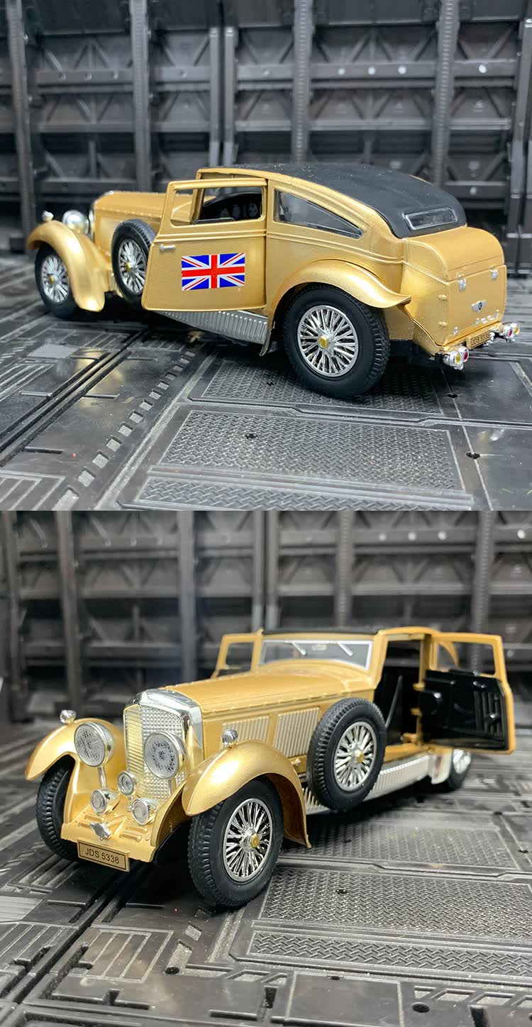 宾利合金老爷车合金模型1:28经典复古回力玩具摆件汽车模型 红色