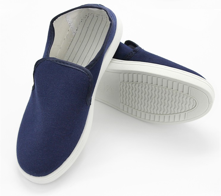 防静电鞋子pu加厚软底工作鞋帆布鞋防臭无尘鞋劳保鞋定制款pvc底蓝色