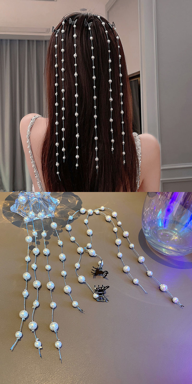 提伯斯欢乐多仙境蝴蝶超仙流苏珍珠发链精致头饰发夹鞠婧祎同款发饰t