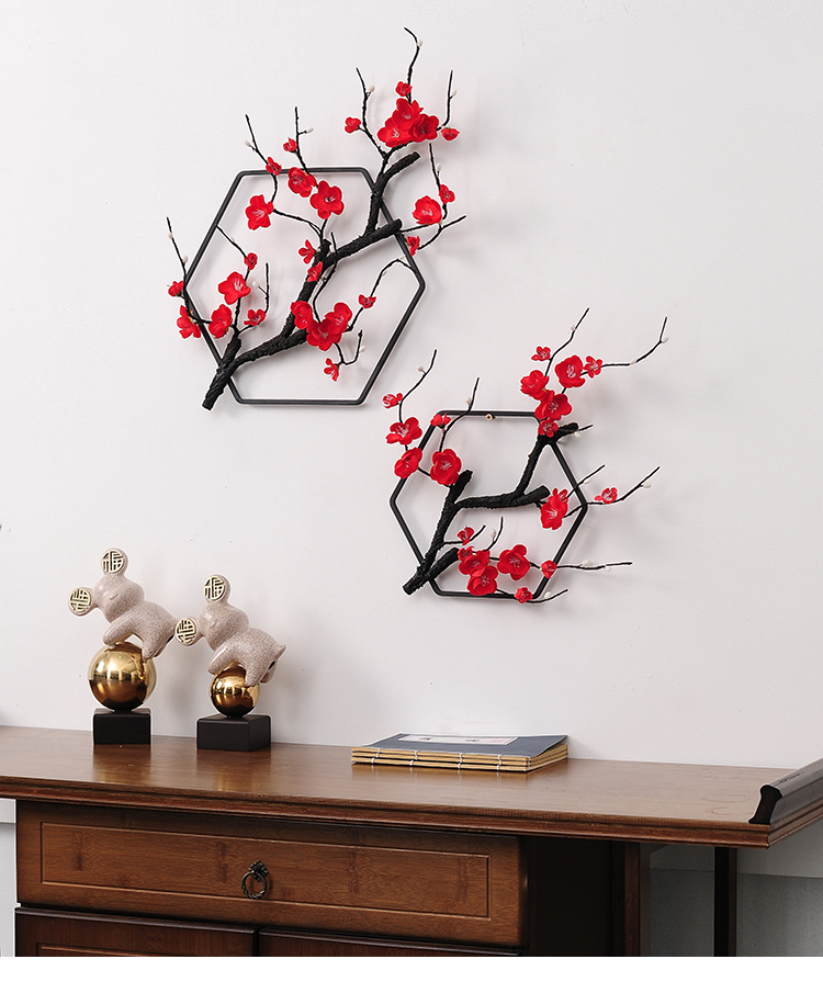 新款挂件墙壁电视柜新中式梅花墙面装饰挂件墙上轻奢客厅沙发玄关电视