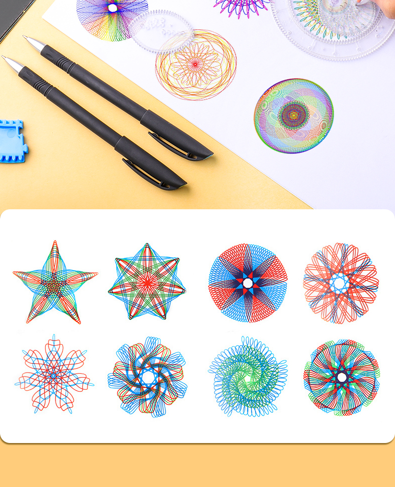 百变万花尺魔幻套装繁花曲线规小学生儿童画画尺子画图套尺模板镂空