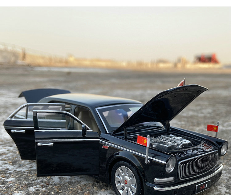 60红旗车模红旗l5合金属汽车模型阅兵礼宾车声光回力儿童玩具收藏送