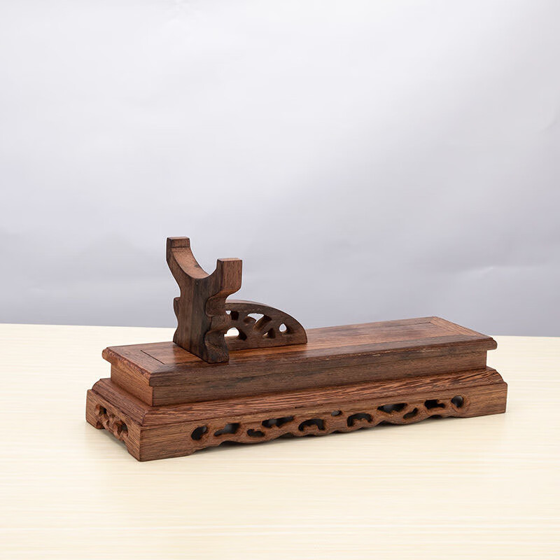 实木木雕支架手工玉如意摆件专用托支架实木红木底座鸡翅木方形底座木
