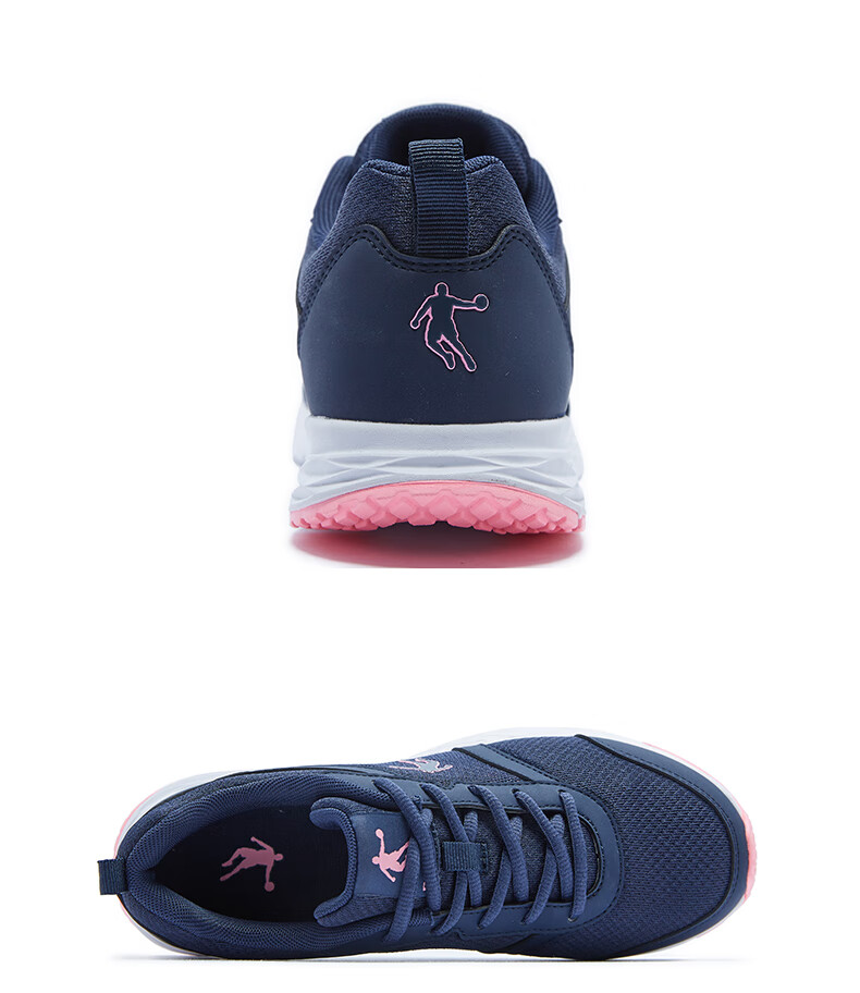 乔丹女鞋跑步鞋女网面透气轻便慢跑鞋女士运动鞋鞋子 胭脂红/黑色(革