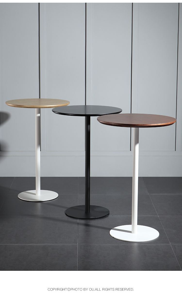 店高脚桌现代简约实木家用阳台高桌子北欧风吧桌白色烤漆白脚80105