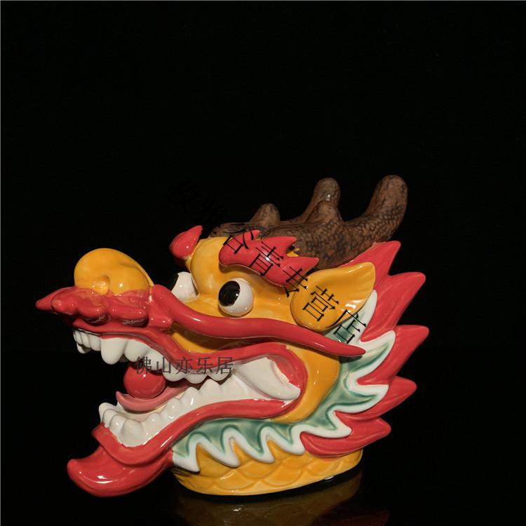 陶瓷独占龙头摆件客厅电视柜装饰佛山商务送礼品手信 黑色【图片 价格