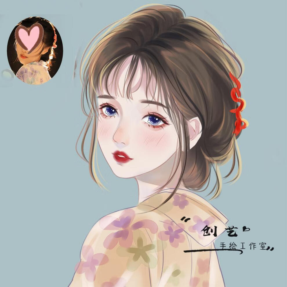 微信头像定制 手绘头像定制原创水晶风画师约稿漫画卡通设计情侣照片
