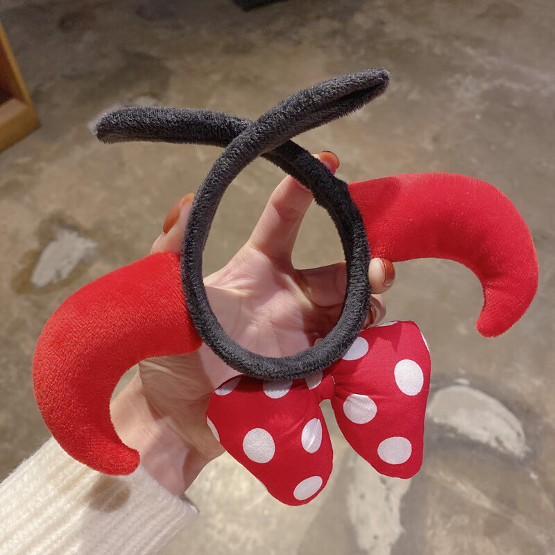 风发箍女儿童牛角头饰公主拜年头箍女童牛年过年发饰 牛角发箍2个装h