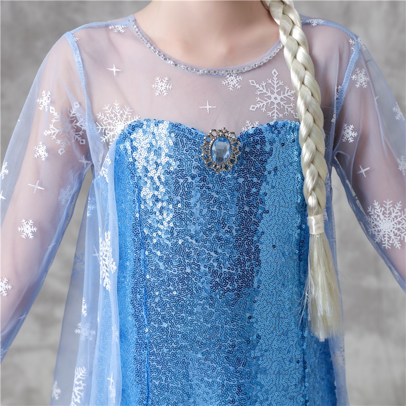 冰雪奇缘2爱莎公主裙女童拖地连衣裙礼服艾莎纱裙春秋裙子演出服