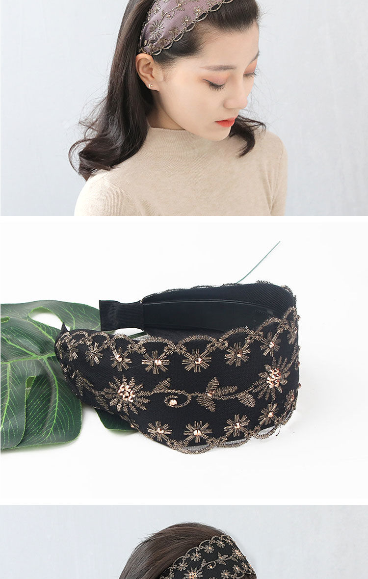 蜜丝吴新品遮白发神器头饰宽边遮白发发箍洋气刺绣水钻头箍韩压发圈女