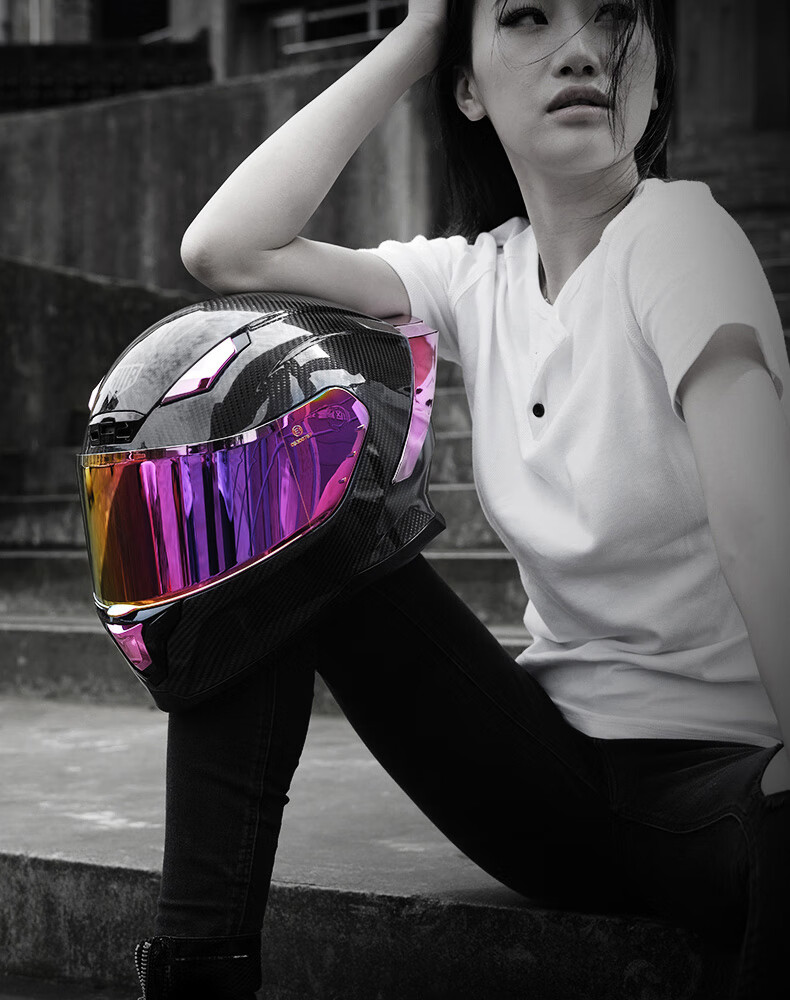 ava闪电黑武士碳纤维摩托车头盔男女全盔夏季机车赛车盔四季哑黑 哑黑