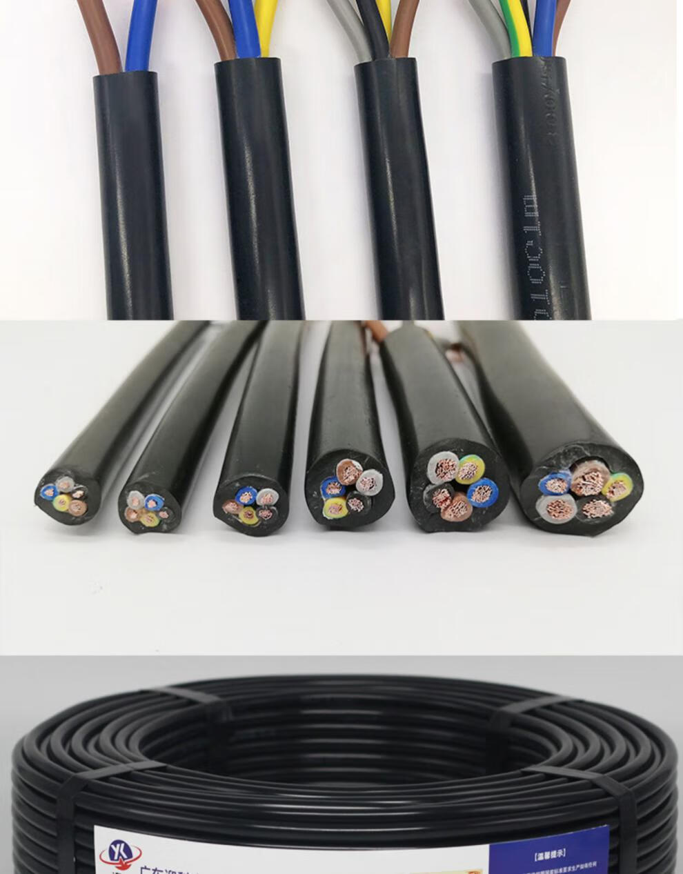 迎科电缆线铜芯国标rvv电线2 3 4 5芯1.5/2.