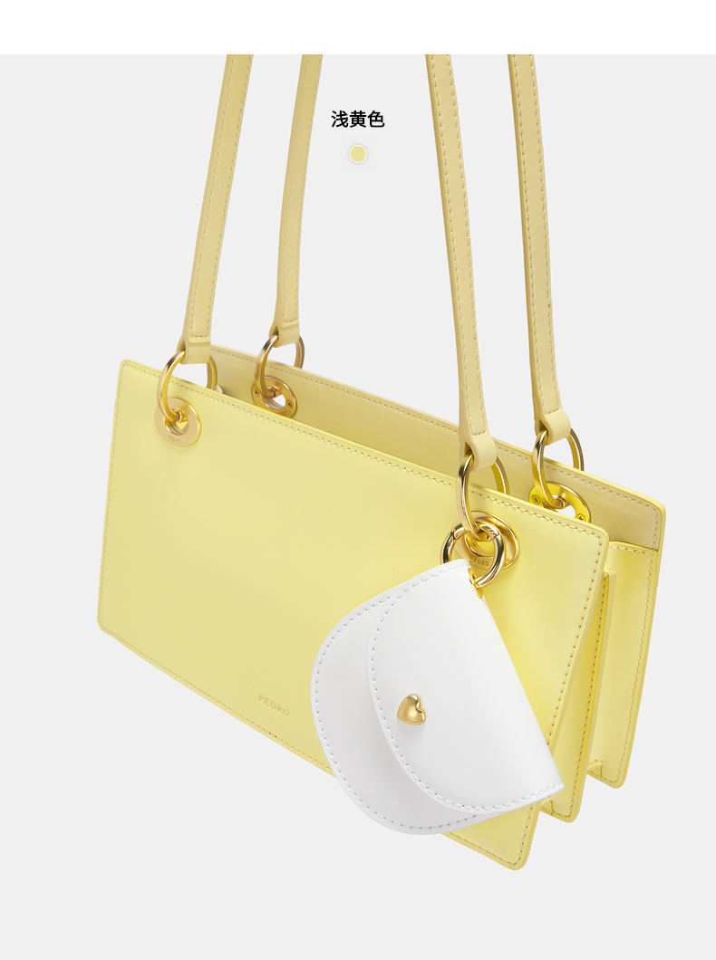 会员9折pedro牛皮学院风零钱包装饰腋下包女士小方包风琴包单肩包pw