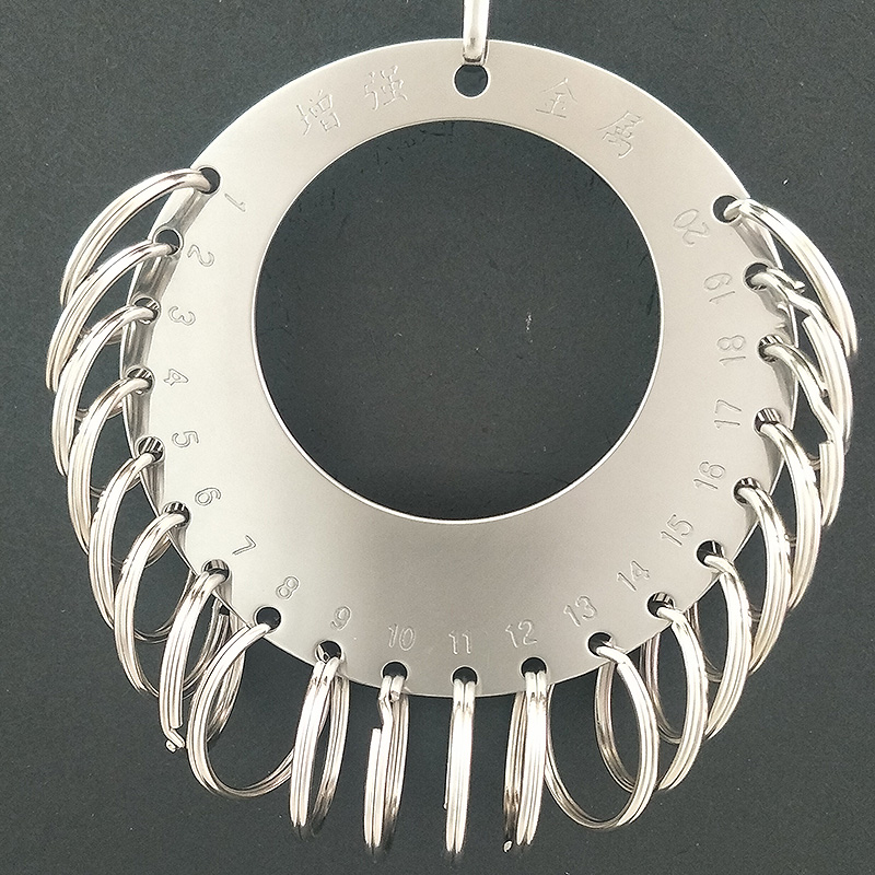 小迷你新款纯色不锈钢钥匙盘链板串可标记数字号码牌扣环管理 11孔配