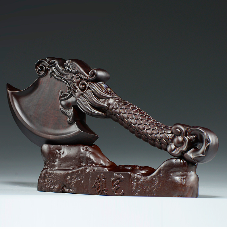 木龙头斧子雕刻摆件家居客厅装饰结婚坐福新居乔迁开业送礼品 精雕