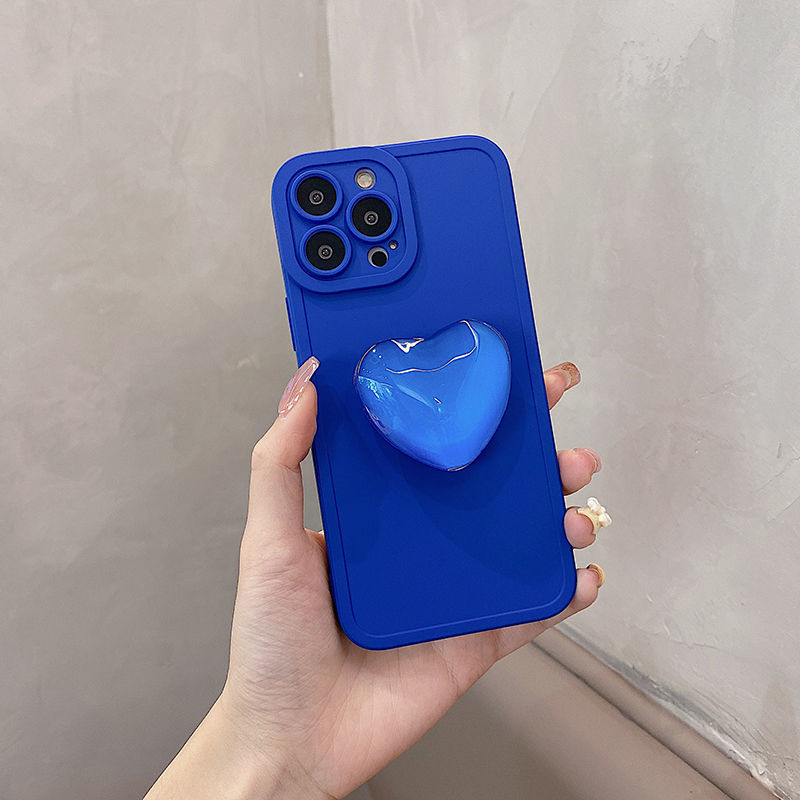 手机壳苹果1112promax软78plus女xxr克莱因蓝蓝色玻璃爱心支架苹果13