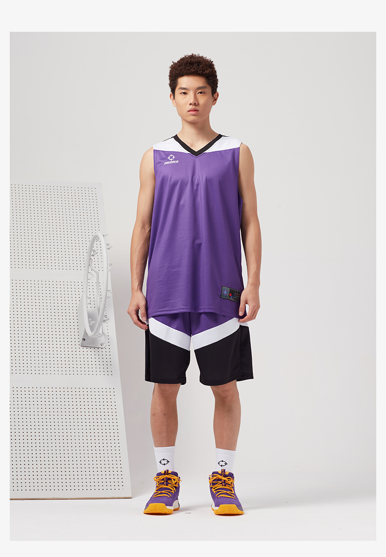 准者2021新款比赛训练宽松排汗透气薄款单面穿篮球服套装团购 纯正黑