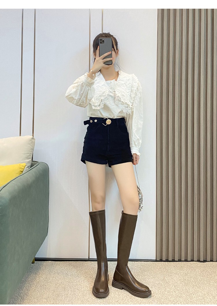 胖妹妹长筒靴大码女靴4143特大号加宽高筒骑士靴子黑色加绒标准筒38