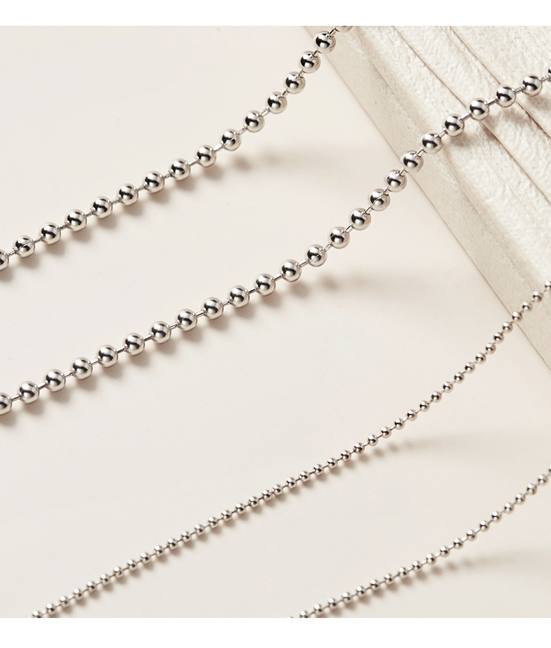 佰伊辰925银项链男女款银颈链女十字情侣项链时尚银链子20珍珠链20寸