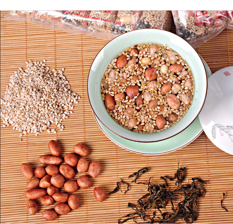 豆子芝麻茶湖南特产安化水井巷花生碗豆川豆芝麻茶姜盐茶320克两种