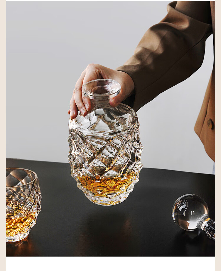 玻璃威士忌杯啤酒杯酒樽醒酒器创意个性 镜子酒樽单支 威杯6支【图片