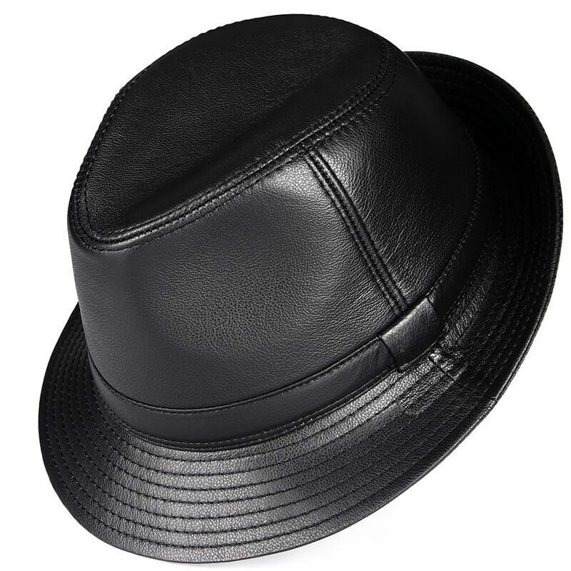 秋冬季男士牛皮绅士礼帽真皮中老年人英伦爵士帽老人户外爸爸帽子p1