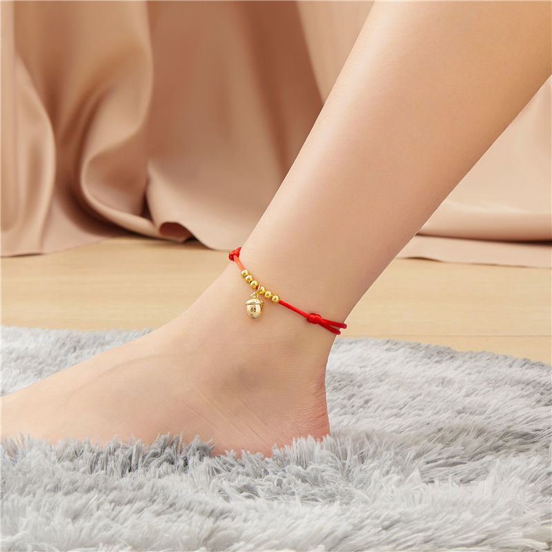 nice脚链女性感脚踝手工编织红绳脚链女学生韩版简约福牌生日礼物脚环