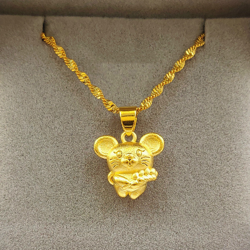 沙金吊坠项链男女款镀金项链本命年大人儿童饰品 小金牛项链【图片