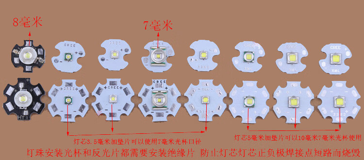 定制creet6l2q5xpe灯芯r55w灯泡led强光手电筒灯珠配件国产l216毫米白