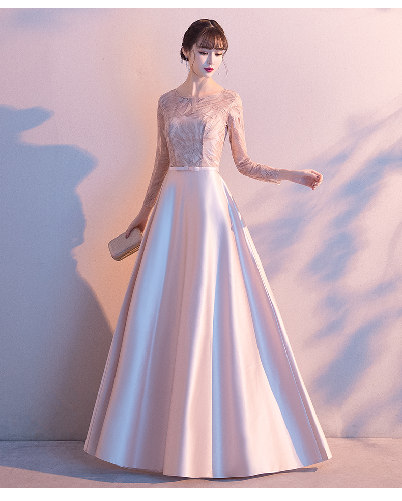 结婚订婚礼服宴会晚礼服2021新款夏季长袖气场女王高贵年会气质长款