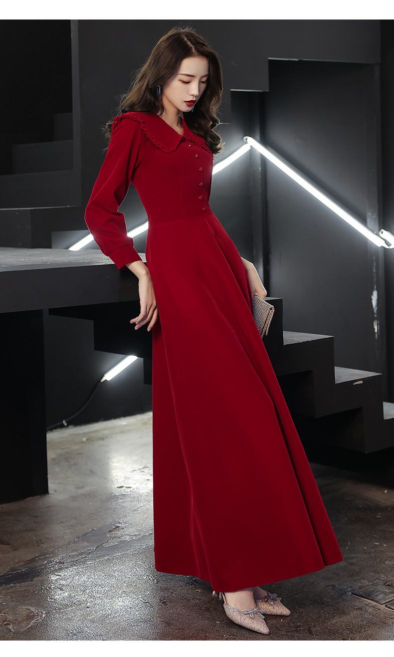 诗婷秀尹敬酒服新娘2021新款酒红色结婚衣服订婚礼服女回门服平时可穿