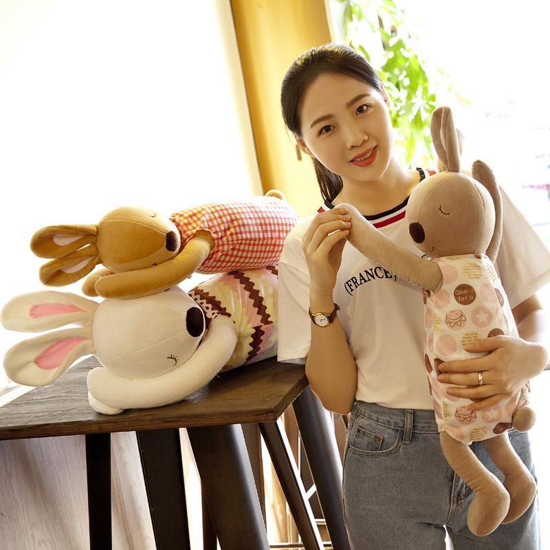 可爱枕头兔子安抚长条抱枕公仔毛绒玩具睡觉抱娃娃懒人韩国女孩萌棕