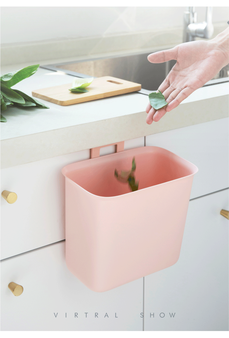 厨房壁挂橱柜门家用挂式小垃圾桶创意客厅可悬挂式桌面上卫生间筒挂式