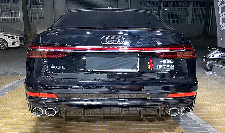 2019-21款奥迪a6l改装rs6包围c8/s6后唇尾唇后扰流四出排气尾喉 奥迪