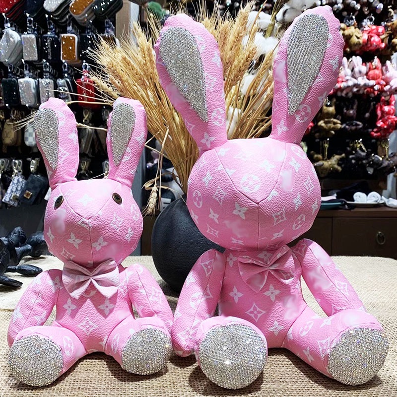 lv公仔 定制镶钻玩偶带水钻兔子公仔布娃娃车饰品客厅摆件玩具礼品 浅