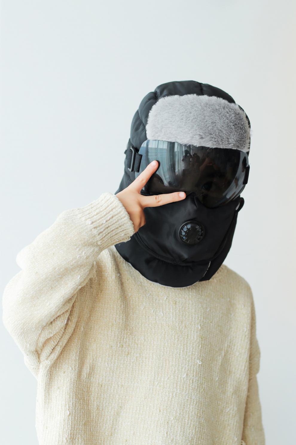 帽子男女儿童新款眼镜雷锋帽百搭护耳帽滑雪保暖防风帽子红色单帽