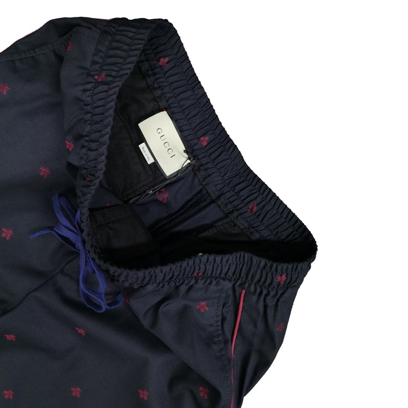 gucci古驰男士黑色休闲裤运动裤小蜜蜂刺绣ci黑色48