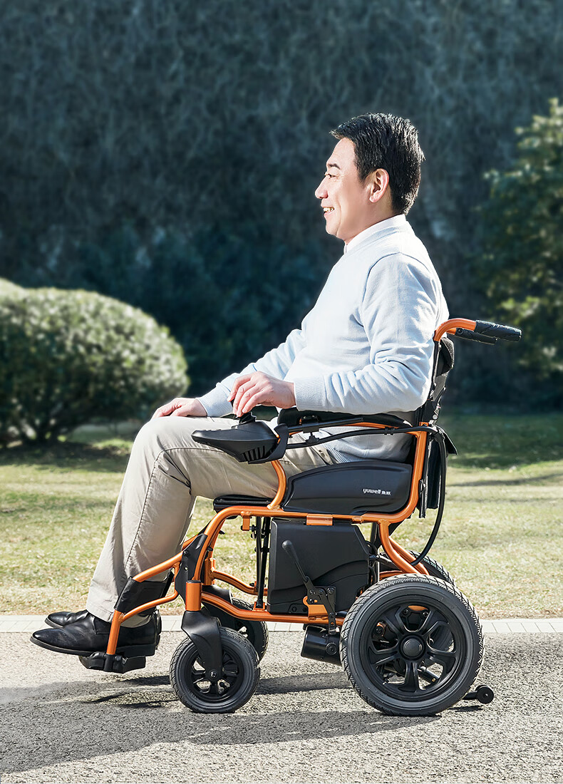 折叠老人轻便代步车四轮老年人轮椅 自动智能锂电 d130h(左手版)铝