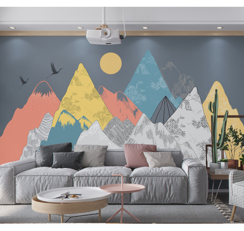 五十夜整墙装饰定制墙画壁画墙贴卧室墙纸非自粘家用客厅山水画背景墙