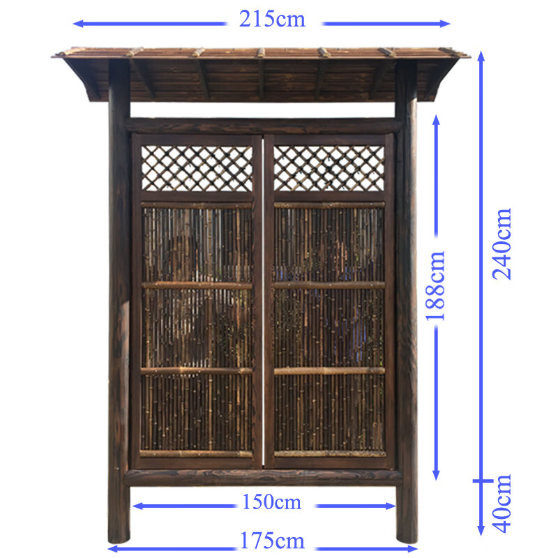 采缇新中式竹门楼庭院装饰门竹木大门户外围栏篱笆别墅院子防腐耐用