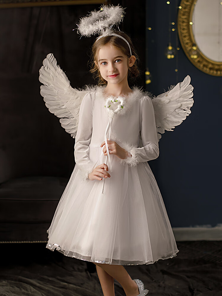 圣诞节儿童服装女童小天使公主裙子幼儿园化装舞会派对表演服裙子仙女