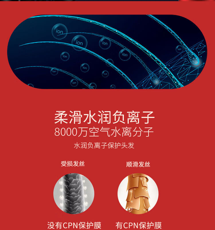 38060-吹风机家用大小功率学生宿舍静音电吹风筒蓝光负离子吹风机网红款 公主粉 【800W】宿舍-详情图
