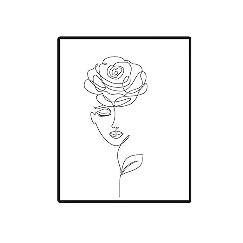 夏豹 波西米亚黑白人物线条装饰画 客厅无框画卧室挂画 ybw8007e(画芯