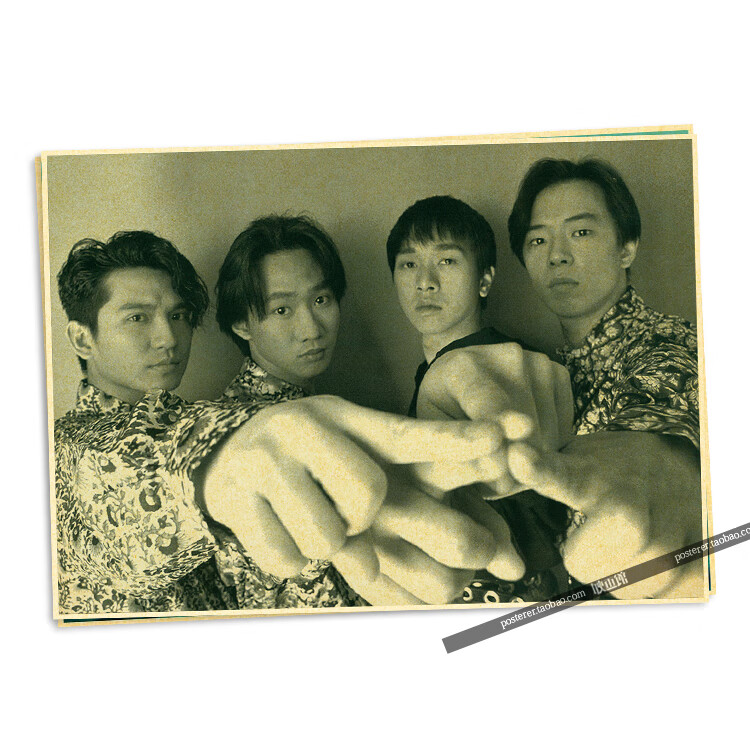 黄家驹beyond乐队怀旧复古牛皮纸海报经典电影酒吧客厅装饰明黄色b3