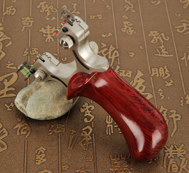 水平仪瞄具弹弓新款追龙弹弓扁皮弹工高精度户外激光精准竞技 红柄追