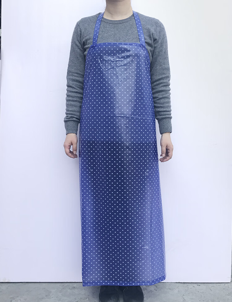 pvc防水防油围裙男女加长款厨房食堂耐磨围腰做饭工作服无袖罩衣 紫色