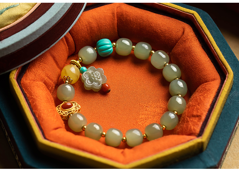 岚珊特价捡漏和田玉青玉手链女夏多宝碧玉水晶闺蜜玉石串珠珠子手串