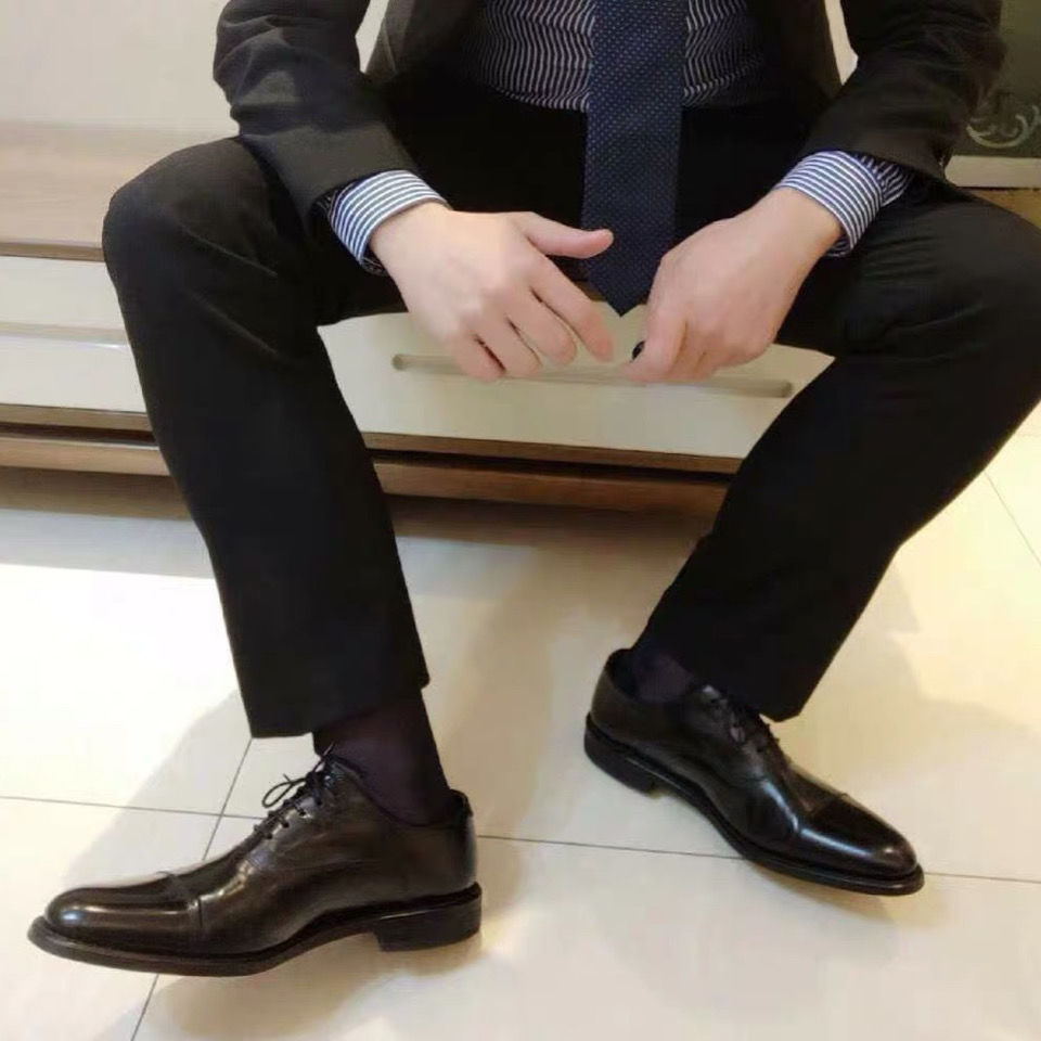 蜜丹丽新品1双男士日系商务锦纶丝袜长筒薄款透气性感臭黑色正装西装